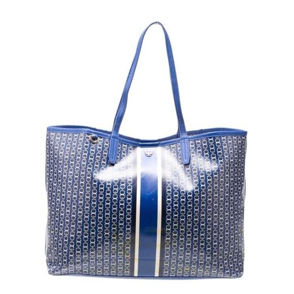 Tory Burch Blue Gemini Link Gold-tone Hardware XL Tote (TBXX116) - Picture 1 of 5